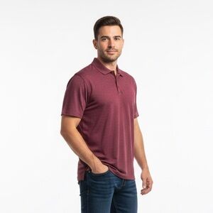 Karbon Men’s XL Performance Polo Shirt Maroon/Burgundy Short Sleeve Tech Knit